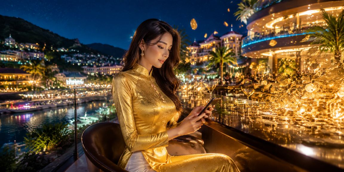 Cô gái mặc áo dài tại Sa Pa dùng điện thoại chơi casino di động 3335